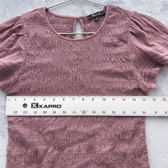 MADEWELL Women's Lucie Flutter Sleeve Smocked Bodice Top Size Small - 0066 - Picture 5 of 11